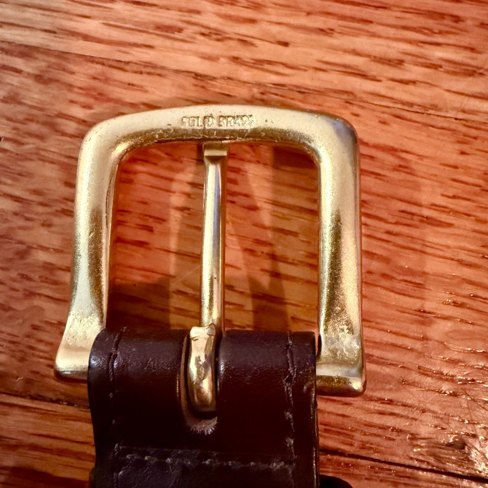 Vineyard Vines Canvas Club Whale Leather Brass Belt Mens Size 36 - Picture 4 of 5